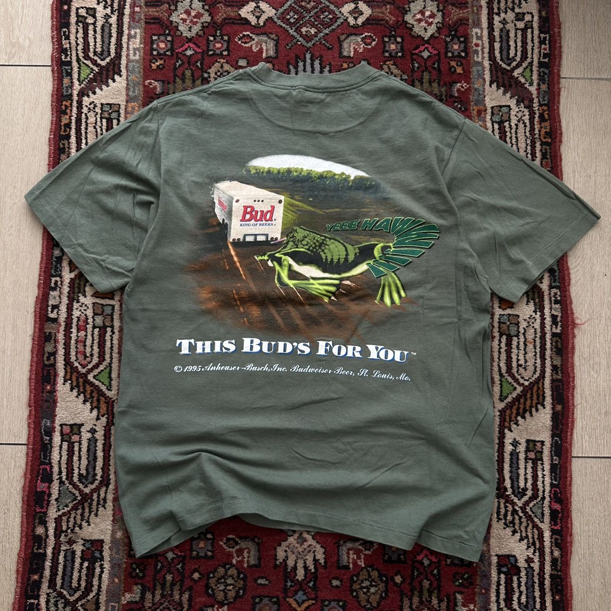 Vintage Vintage 1995 Budweiser Frog T-Shirt Double Sided Beer Promo Size US XL / EU 56 / 4 - 6 Thumbnail