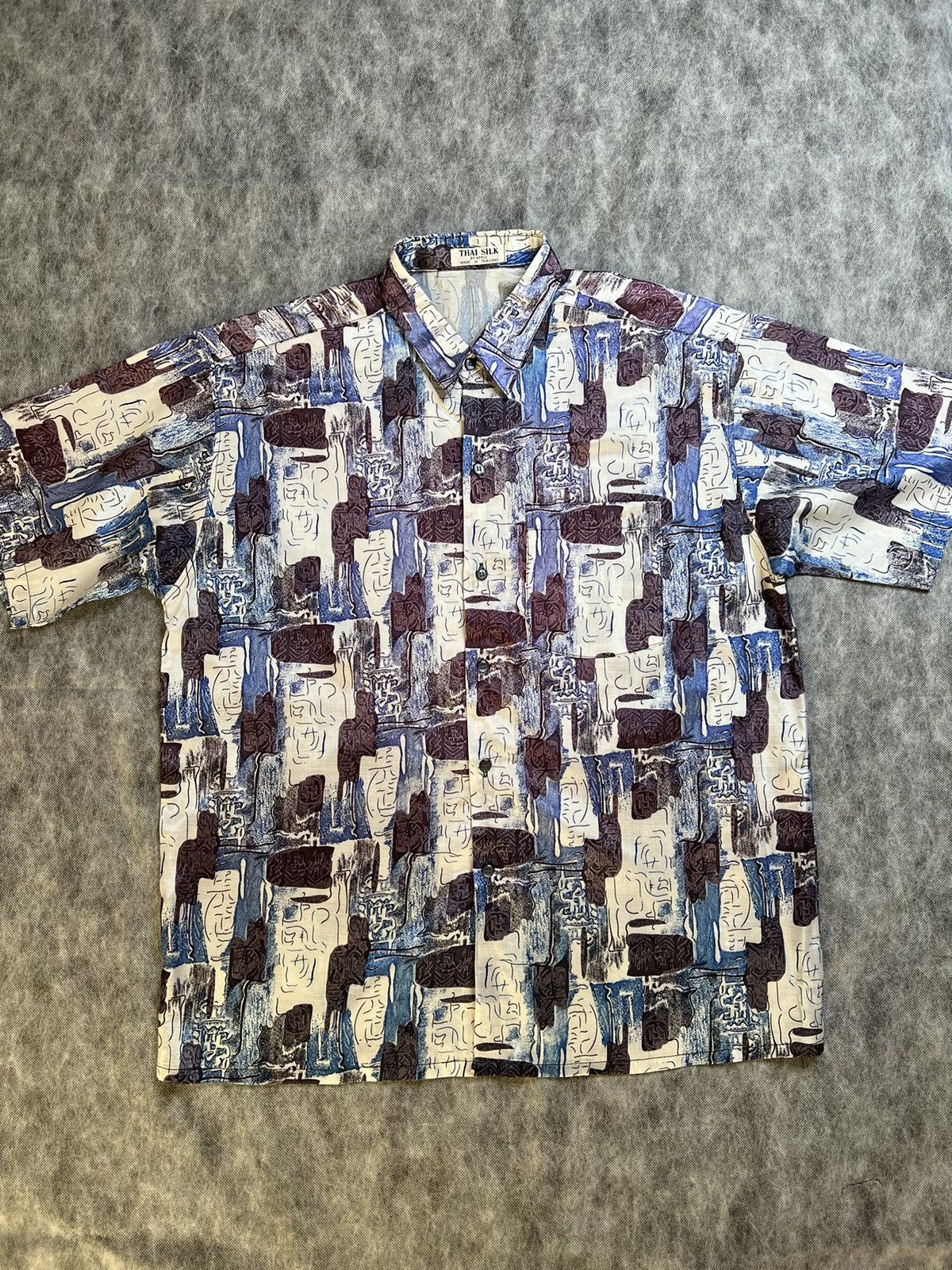 Other 90s Vintage Crazy Abstract Thai Silk Shirt Size US L / EU 52-54 / 3 - 1 Thumbnail