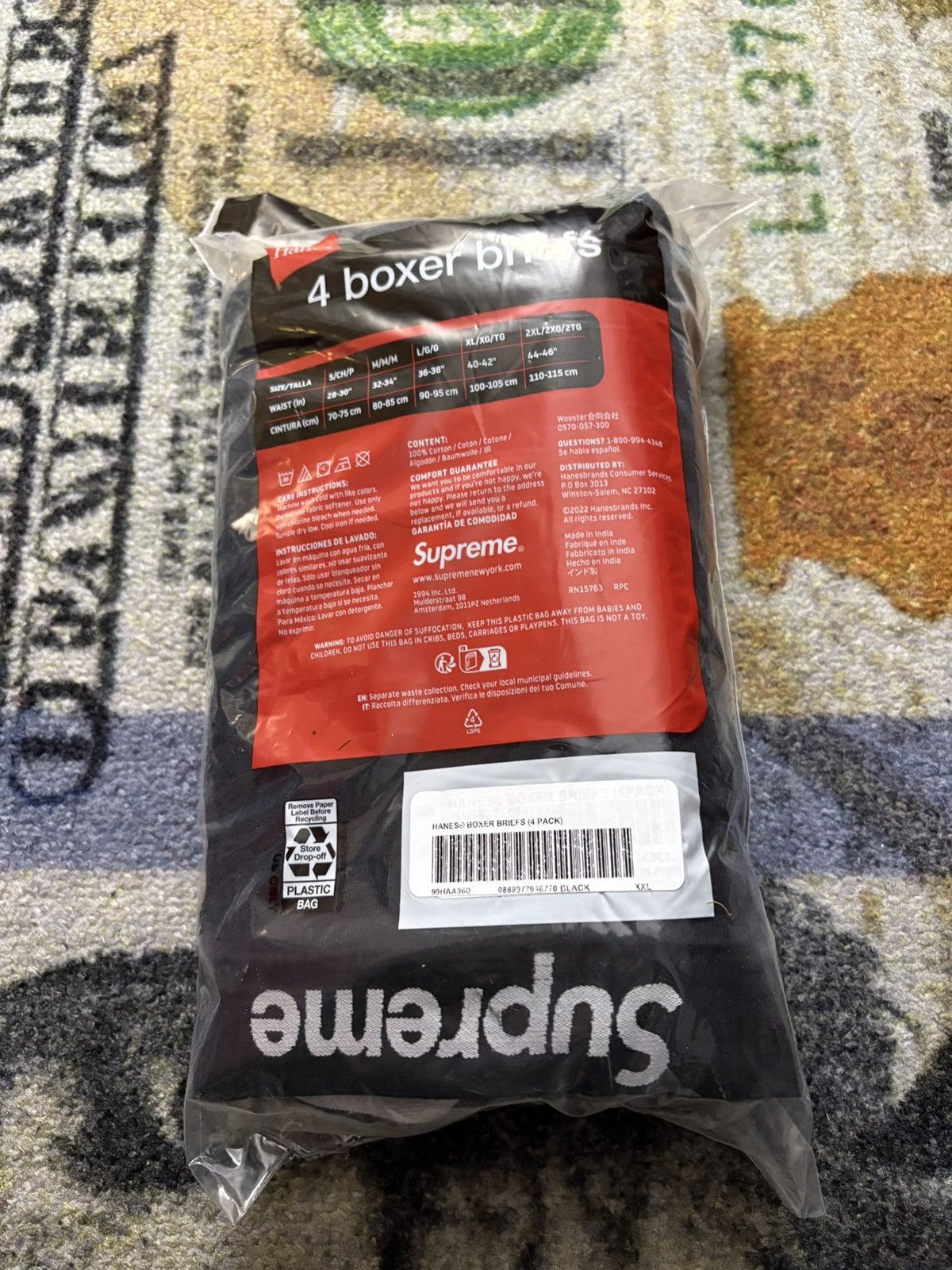Hanes × Supreme Supreme Hanes Boxer Briefs (4 Pairs) XXLARGE Size ONE SIZE - 3 Thumbnail