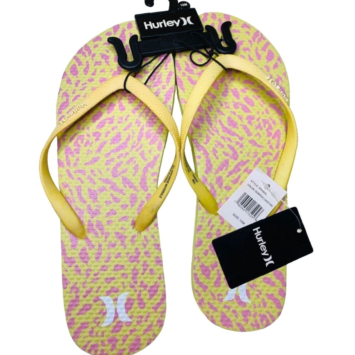 Hurley Hurley Womens Flip Flop Sandal 10M Multicolor Yellow Pink Cheetah Sunrise Size US 10 / IT 40 - 3 Thumbnail