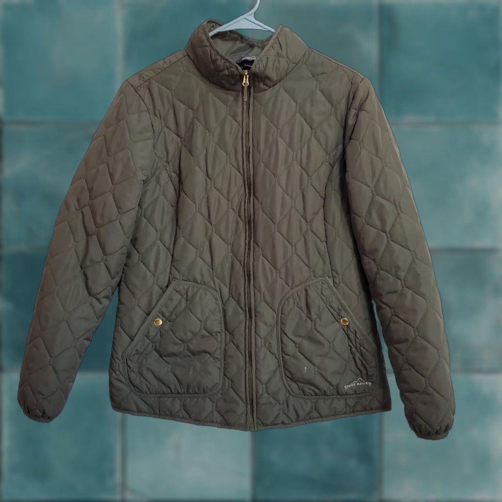 Eddie Bauer Eddie Bauer Jacket Womens L Olive Green Full Zip Quilted Pockets Outdoor Fold Zipped Pockets Quilted Lightweight Seasonal Fall Spring Womens L Green Size L / US 10 / IT 46 - 1 Thumbnail