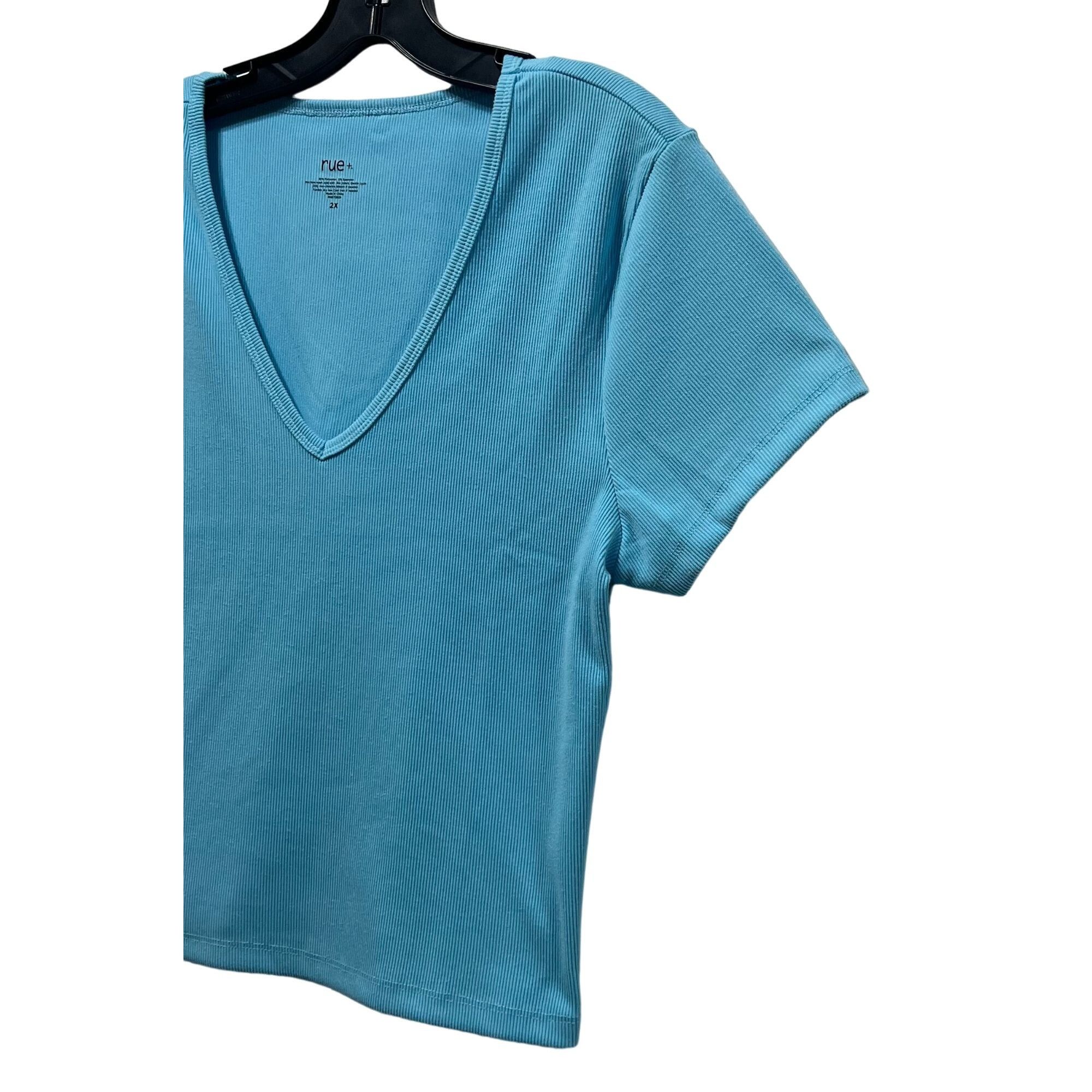 Other Rue + - Women's Short Sleeve Top - Light Blue - 2X Size XXL / US 16-18 / IT 52-54 - 13 Thumbnail