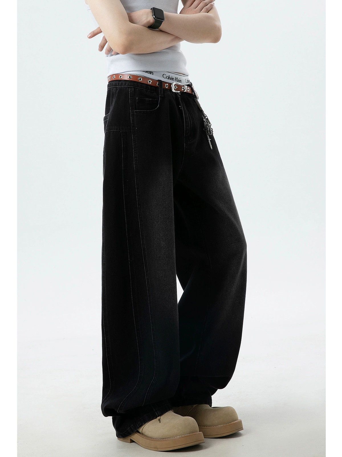 Jean American washed cleanfit straight loose wide-leg jeans Size US 32 / EU 48 - 2 Thumbnail