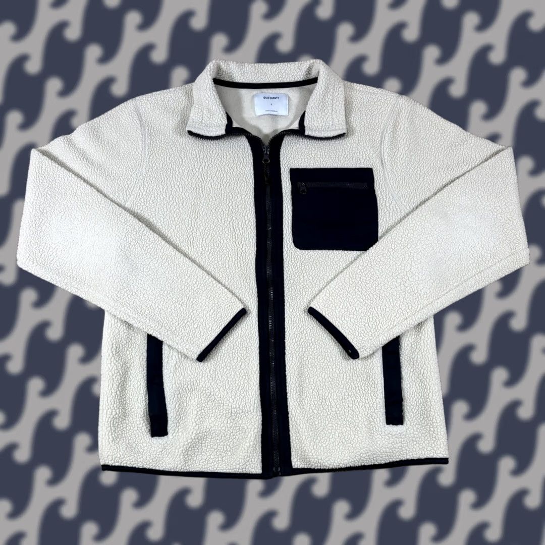 Old Navy Old Navy Sherpa Mens Fleece Jacket Full Zip Mock Neck Pockets Size Small White Size US S / EU 44-46 / 1 - 1 Thumbnail
