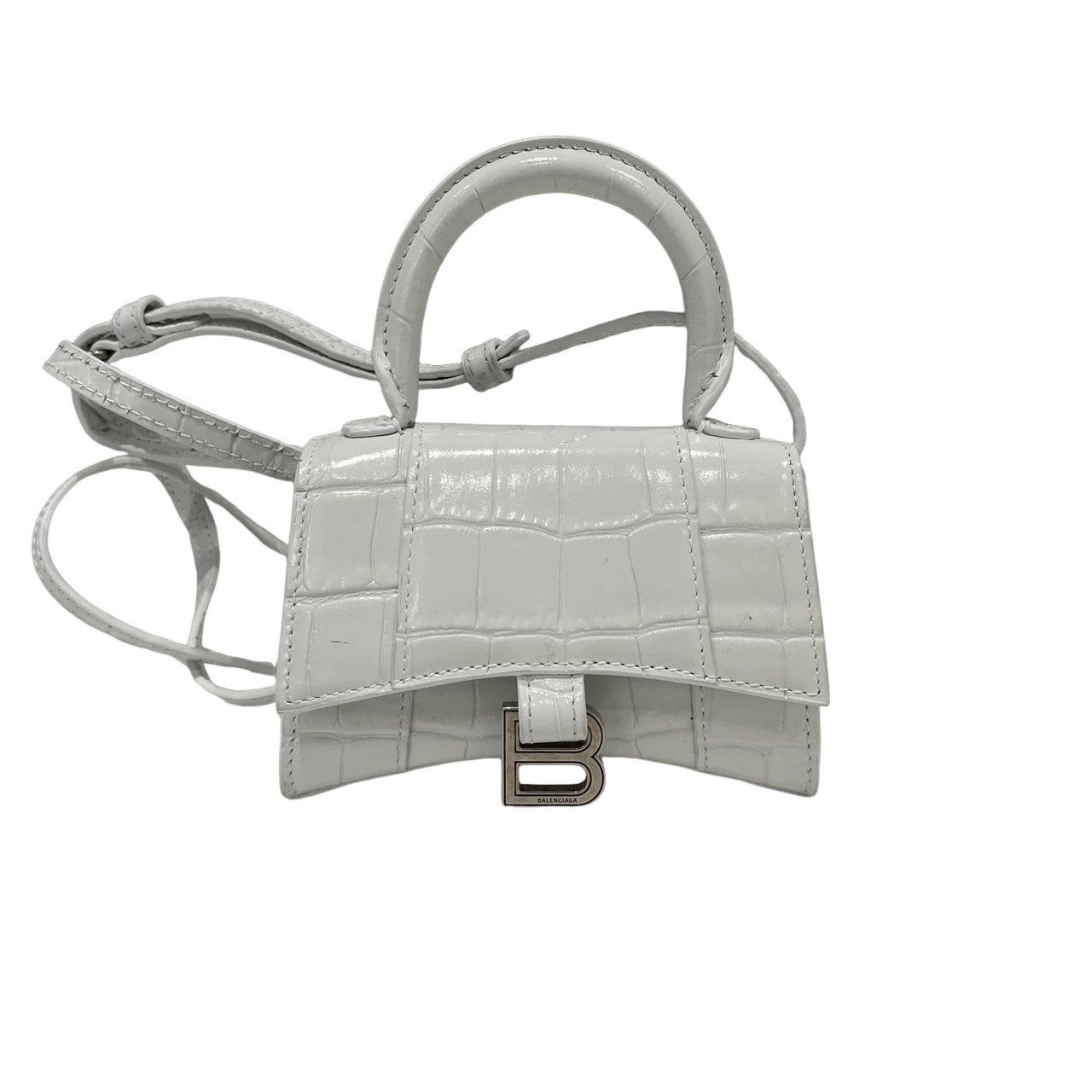 Balenciaga Balenciaga White Crocodile Hourglass Mini Bag One Size Size ONE SIZE - 1 Thumbnail