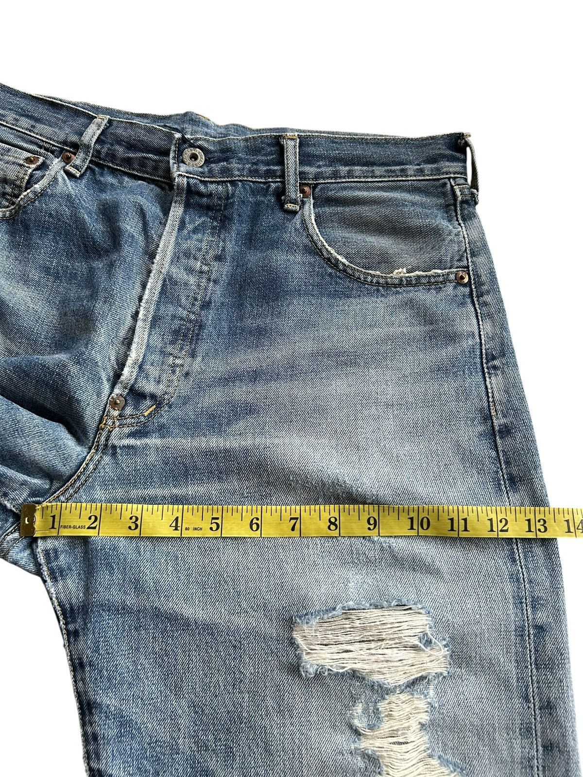 Levi's Vintage Levis Big E Selvedge Buckle Back Distressed Denim Size US 33 - 23 Thumbnail