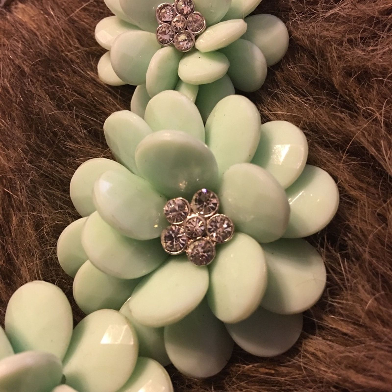 Jewelry Faceted mint floral cluster rhinestone necklace Size ONE SIZE - 7 Thumbnail
