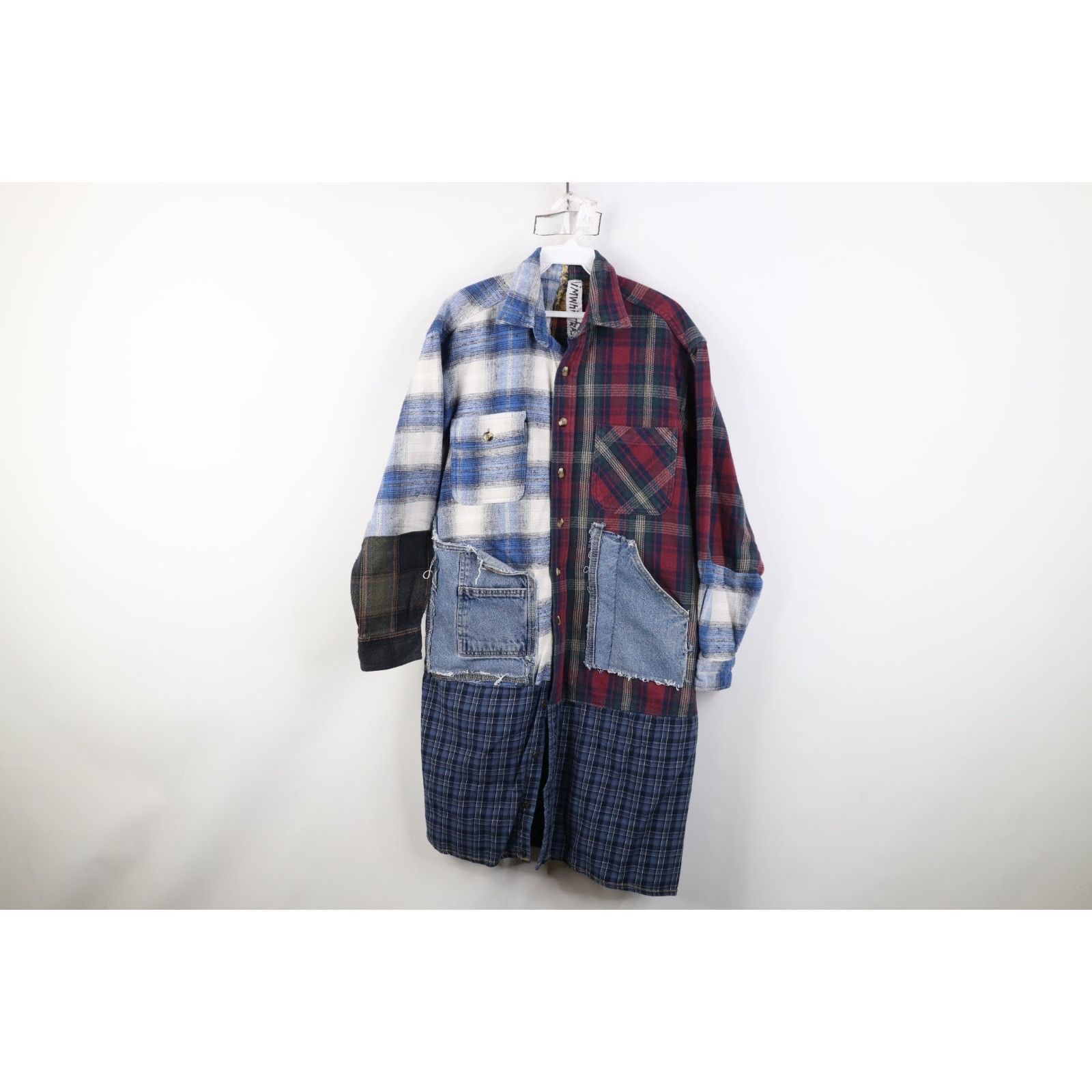 Vintage Vintage 90s Y2K Streetwear Custom Made Flannel Shirt Dress Size L / US 10 / IT 46 - 1 Thumbnail