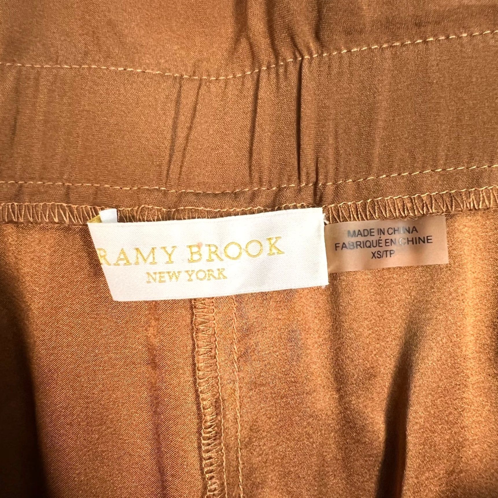Ramy Brook Ramy Brook Womens XS Silk-Blend Tapered Leg Camel Trousers Size 26" / US 2 / IT 38 - 3 Thumbnail