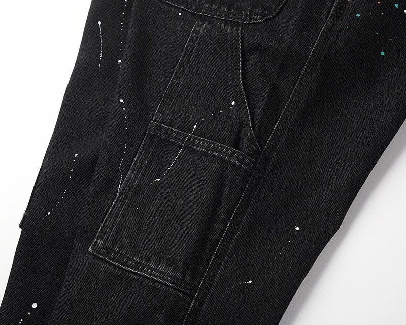 Jean Splattered Paint Flare Black Denim Jeans Size US 30 / EU 46 - 7 Thumbnail