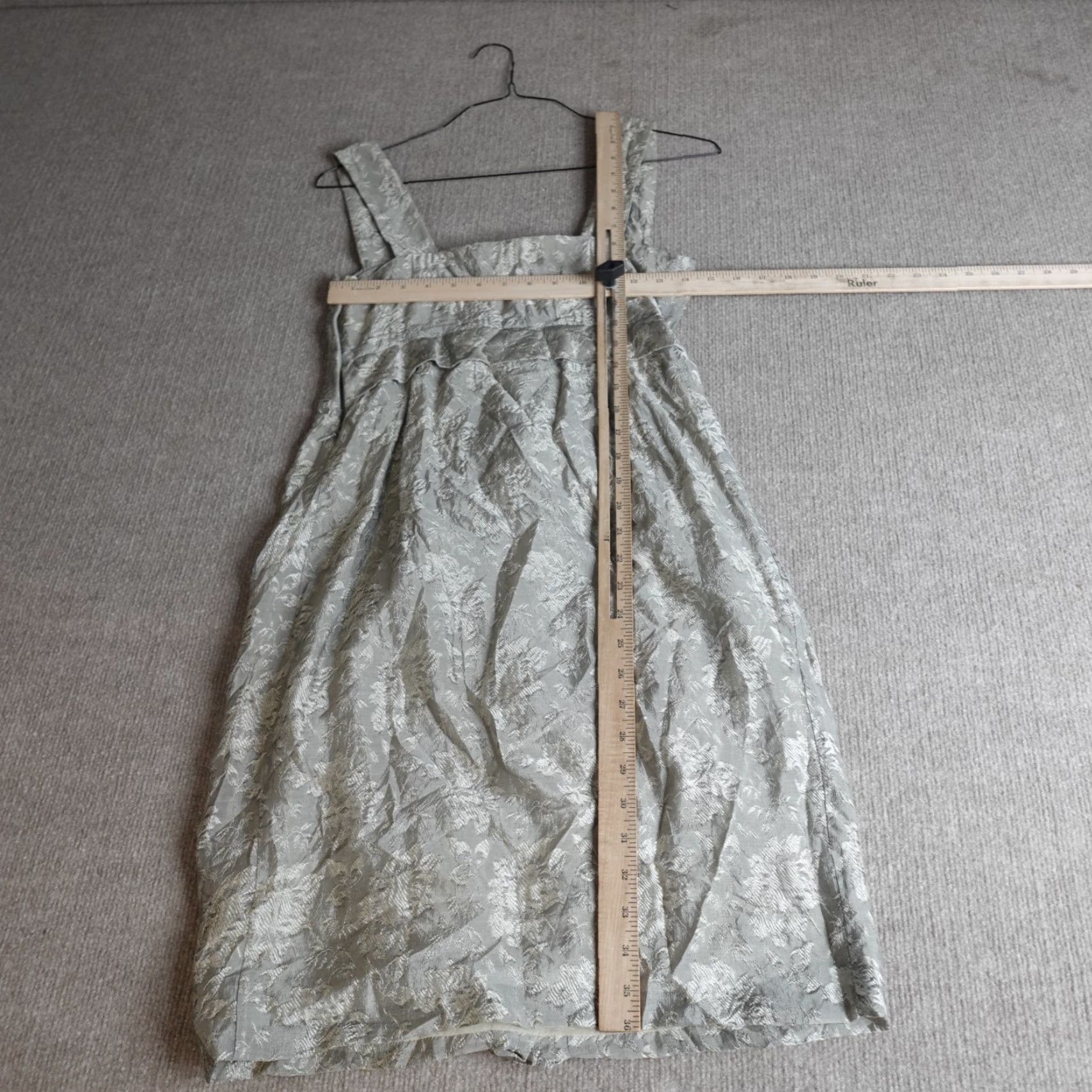 Stella McCartney Stella McCartney Dress Sundress 8 Gray Silk Blend Ruched Bodice Gathered Hem Black Floral Midi Casual Party/Cocktail Womens Size M / US 6-8 / IT 42-44 - 5 Thumbnail