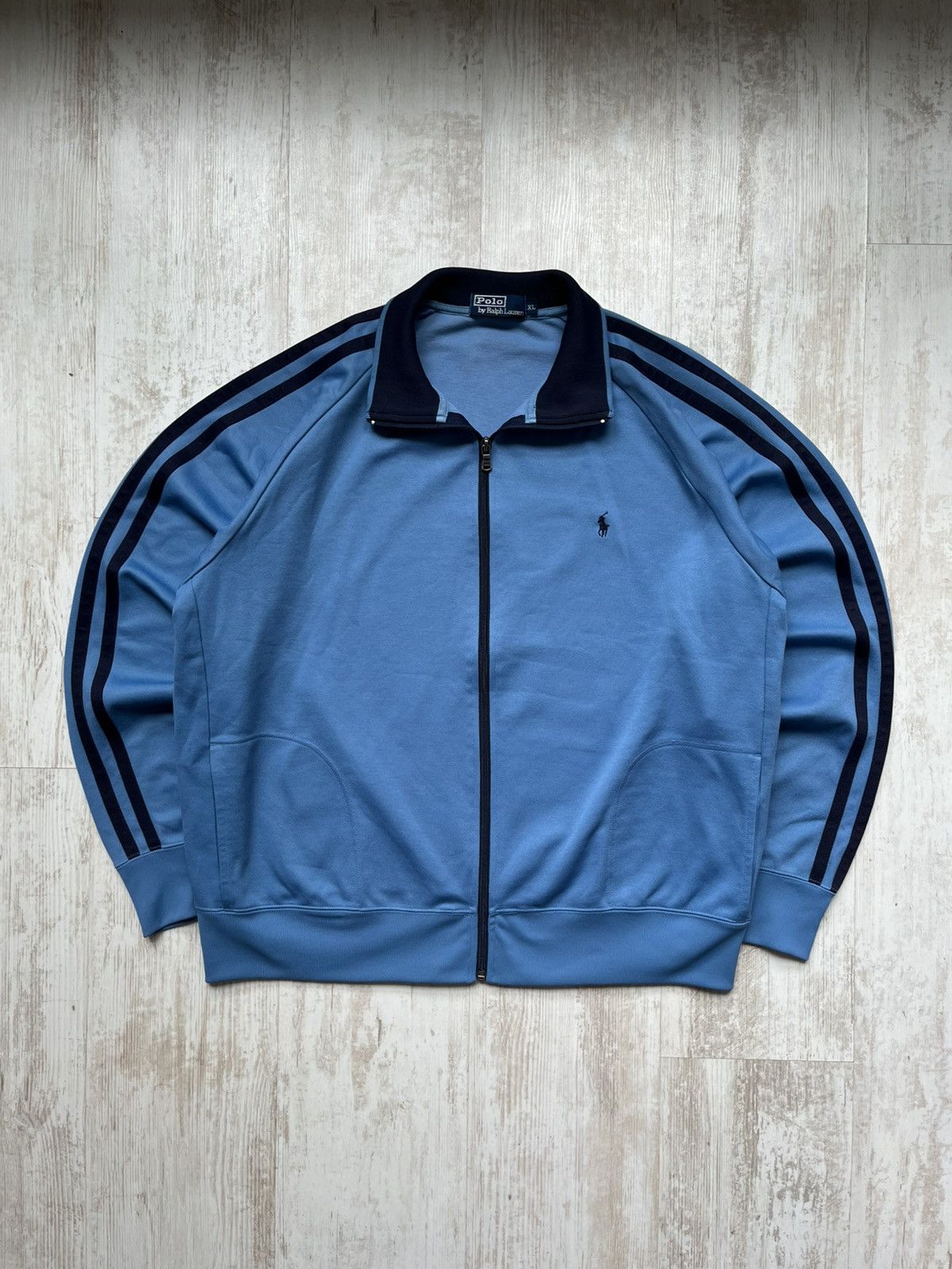 Polo Ralph Lauren × Vintage Vintage 90s Polo RL Blue Track Jacket Full Zip Logo Athletic Size US XL / EU 56 / 4 - 1 Thumbnail