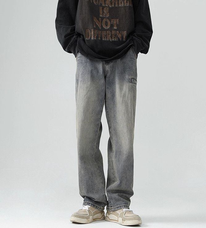 Japanese Brand Men's washed distressed loose straight leg high street jeans Size US 32 / EU 48 - 2 Thumbnail