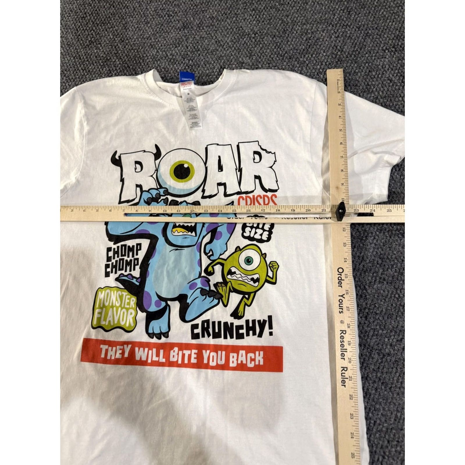 Disney Disney Pixar Monsters Inc Shirt Mens M White Graphic Tee Sulley Mike Wazowski Front Print Crew Neck Short Sleeve Cotton Polyester Jersey Tee Size US M / EU 48-50 / 2 - 7 Thumbnail