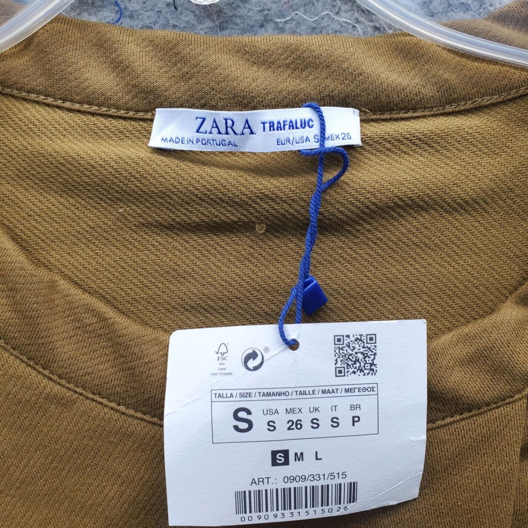Zara Zara Trafaluc Cropped Top Womens Size S Brown Kimono Sleeve Ruffle Panel Crew Neck Size S / US 4 / IT 40 - 6 Thumbnail