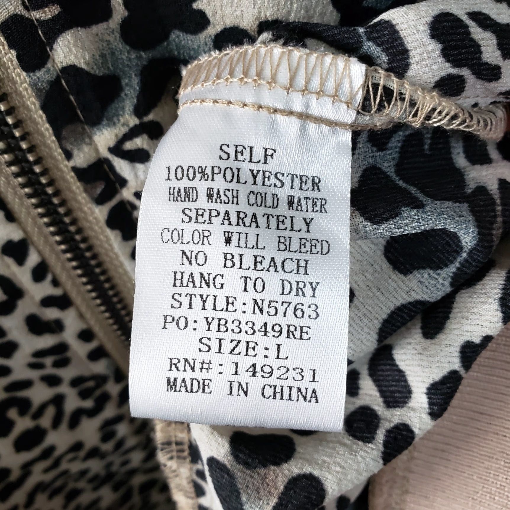 Vintage Kori America Womens Jacket sz Large Black Tan Animal Print Full Zip Size L / US 10 / IT 46 - 5 Thumbnail