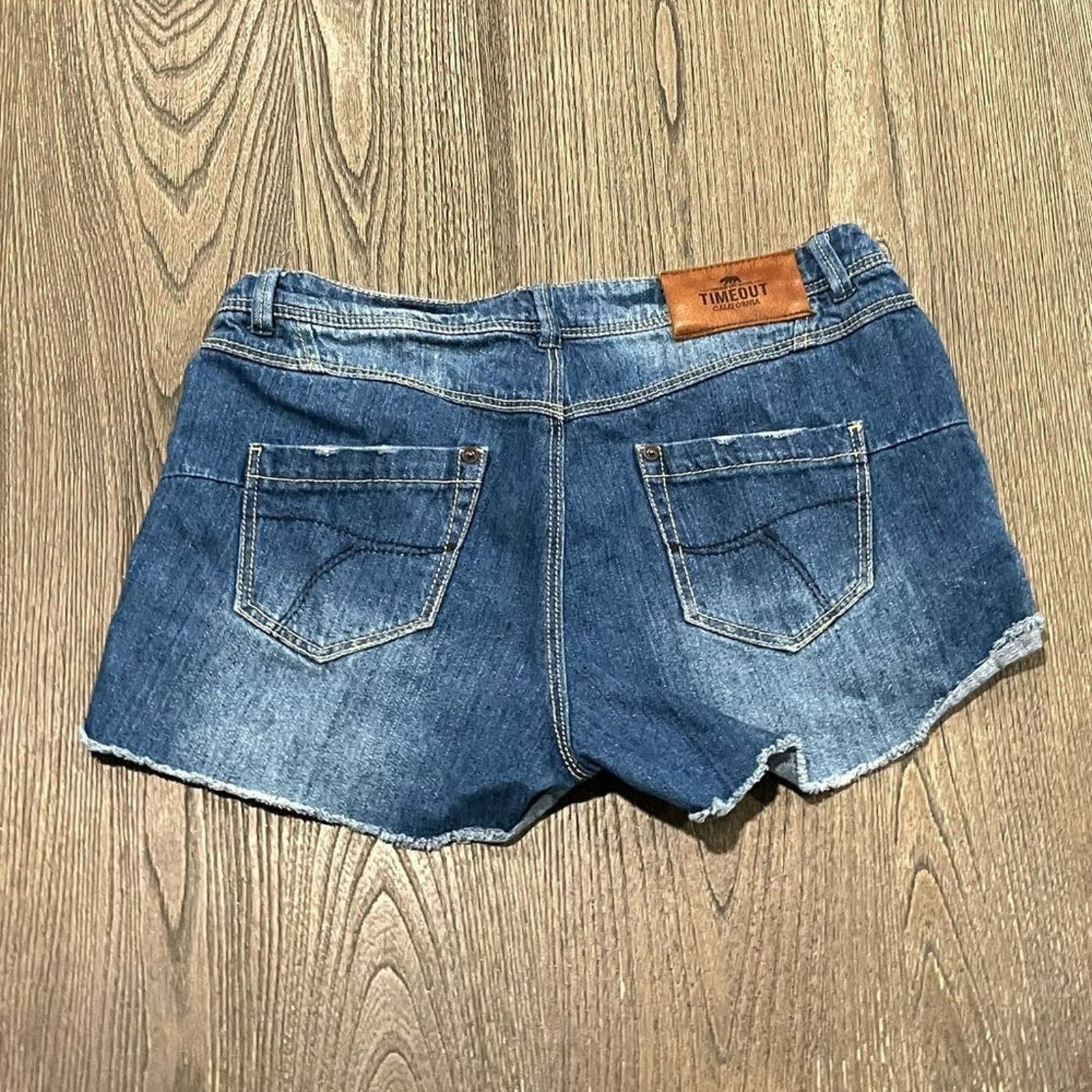 Vintage Timeout Jeans Dark Wash Indigo Denim Shorts Studded Size 6 Size 28" / US 6 / IT 42 - 5 Thumbnail