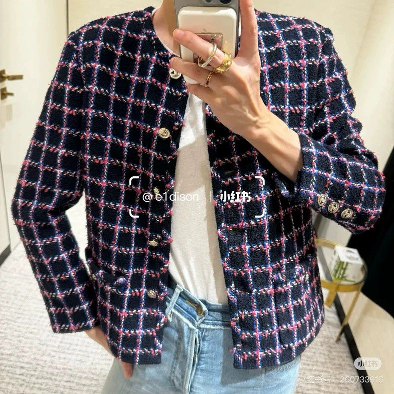 Chanel Chanel 24p purple plaid rhinestone buckle tweed jacket 2504 Size XS / US 0-2 / IT 36-38 - 7 Thumbnail