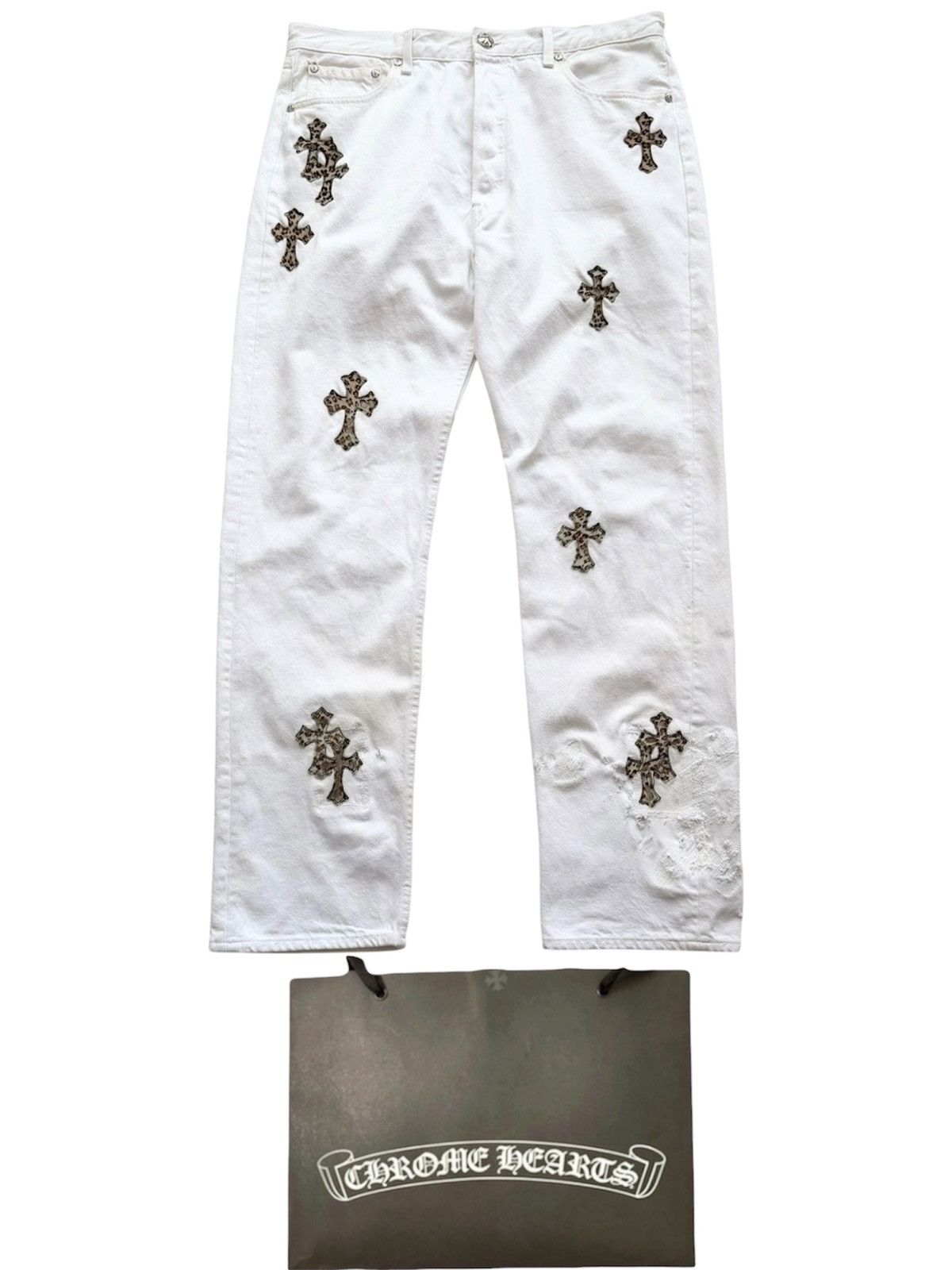 Chrome Hearts Chrome Hearts Levi's 501 34 Leopard Cross Patches Jeans Size US 34 / EU 50 - 1 Thumbnail
