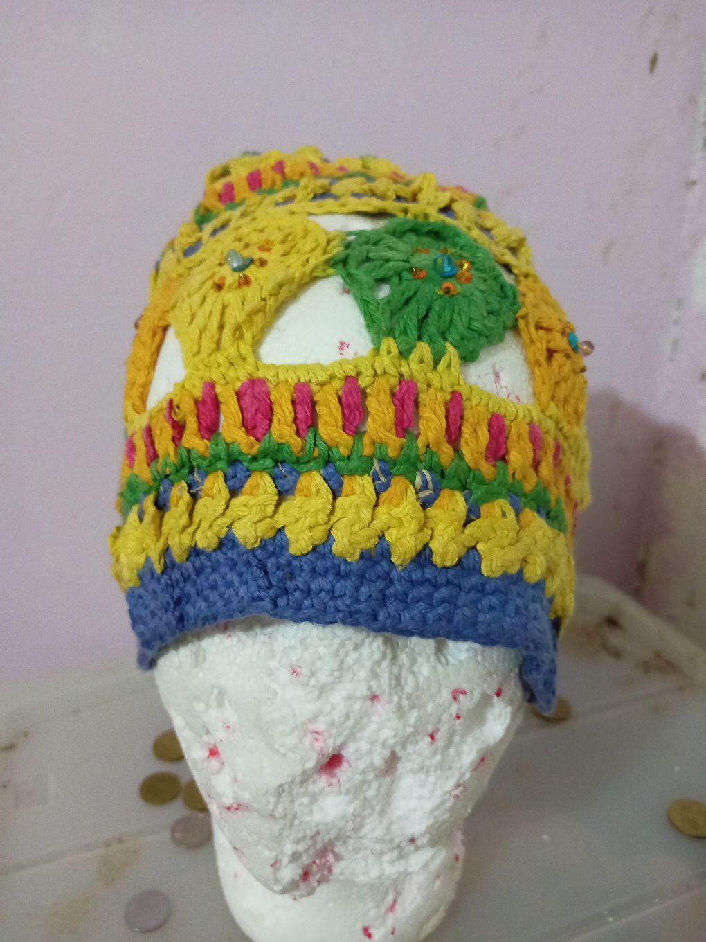 image of Multicolour Knit Beanie Hat, Men's