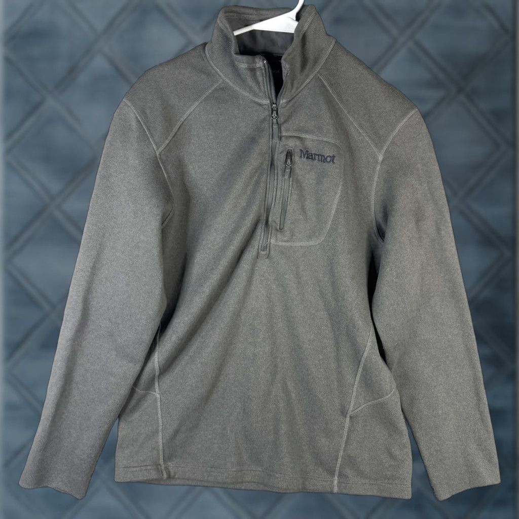 Marmot Marmot Mens Large Gray 1/4 Zip Fleece Pullover Mock Neck Chest Pocket Outdoor Hiking Shirt Size US L / EU 52-54 / 3 - 1 Thumbnail