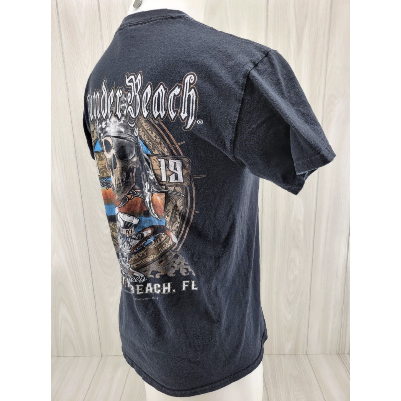 Gildan VINTAGE Gildan Motorcycle T-Shirt Shirt Men M Black 2019 Faded Thunder Beach Panama City Beach Rally Graphic Tee Size US M / EU 48-50 / 2 - 6 Thumbnail