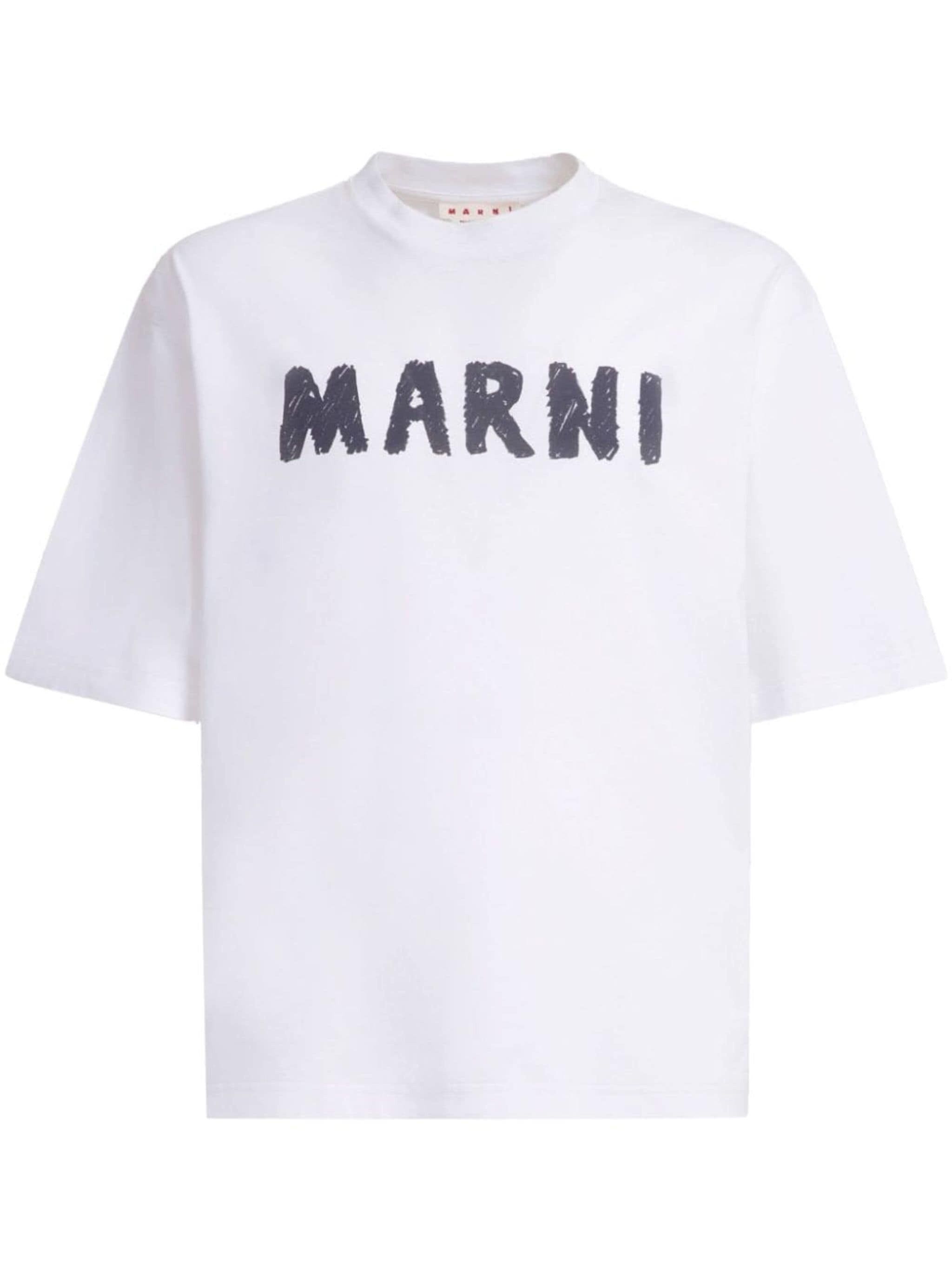 Marni o1f1d3z1125 Marni Logo T-Shirt in White Size US XL / EU 56 / 4 - 1 Thumbnail