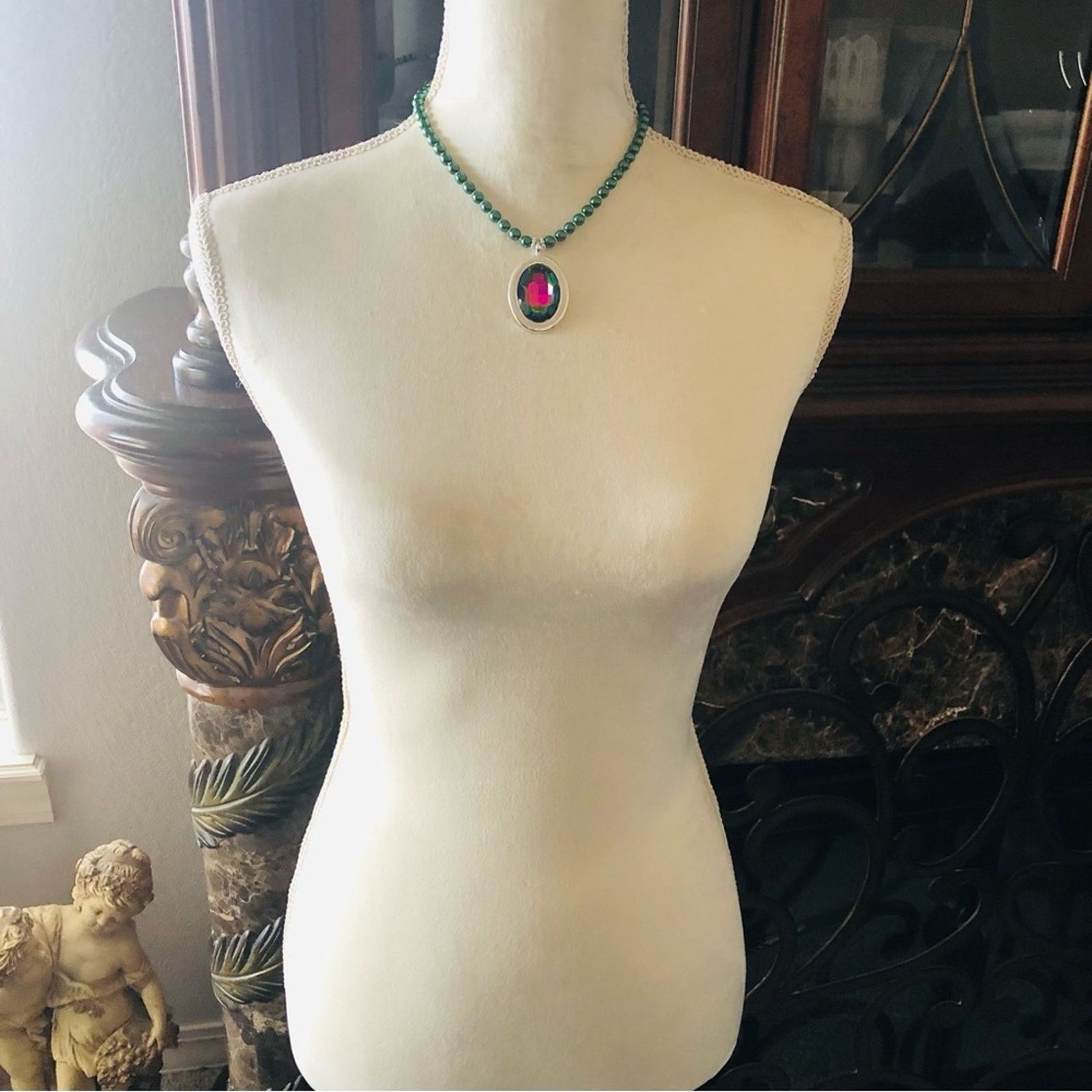 Handmade Handcrafted repurpose rainbow faceted stone Pearl necklace Size ONE SIZE - 7 Thumbnail