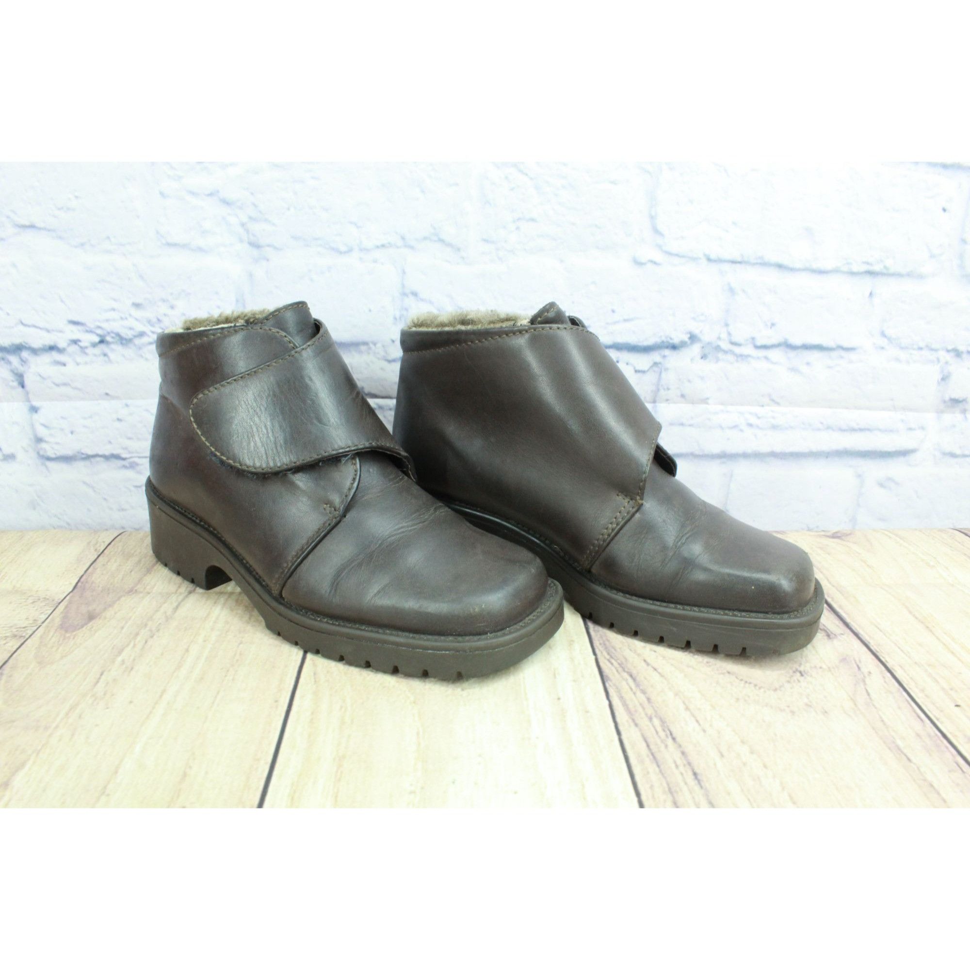 L.L. Bean × Leather LL Bean Leather Hook & Loop Shearling Lined Winter Boots Size US 6 / IT 36 - 3 Thumbnail