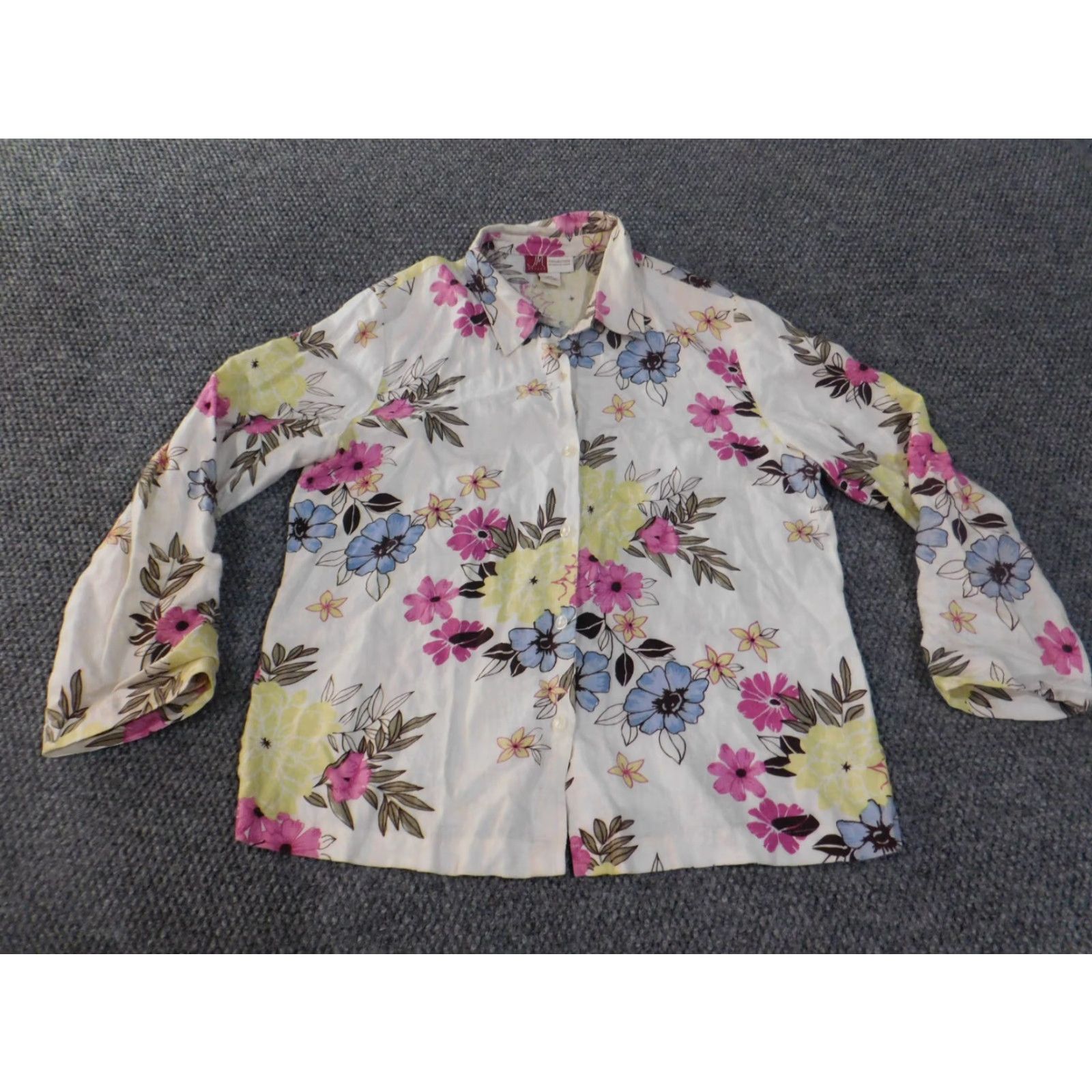 JM Collection JM Collection top 14P Petite linen floral Womens Button-Up Casual Shirt XL? Size XL / US 12-14 / IT 48-50 - 2 Thumbnail