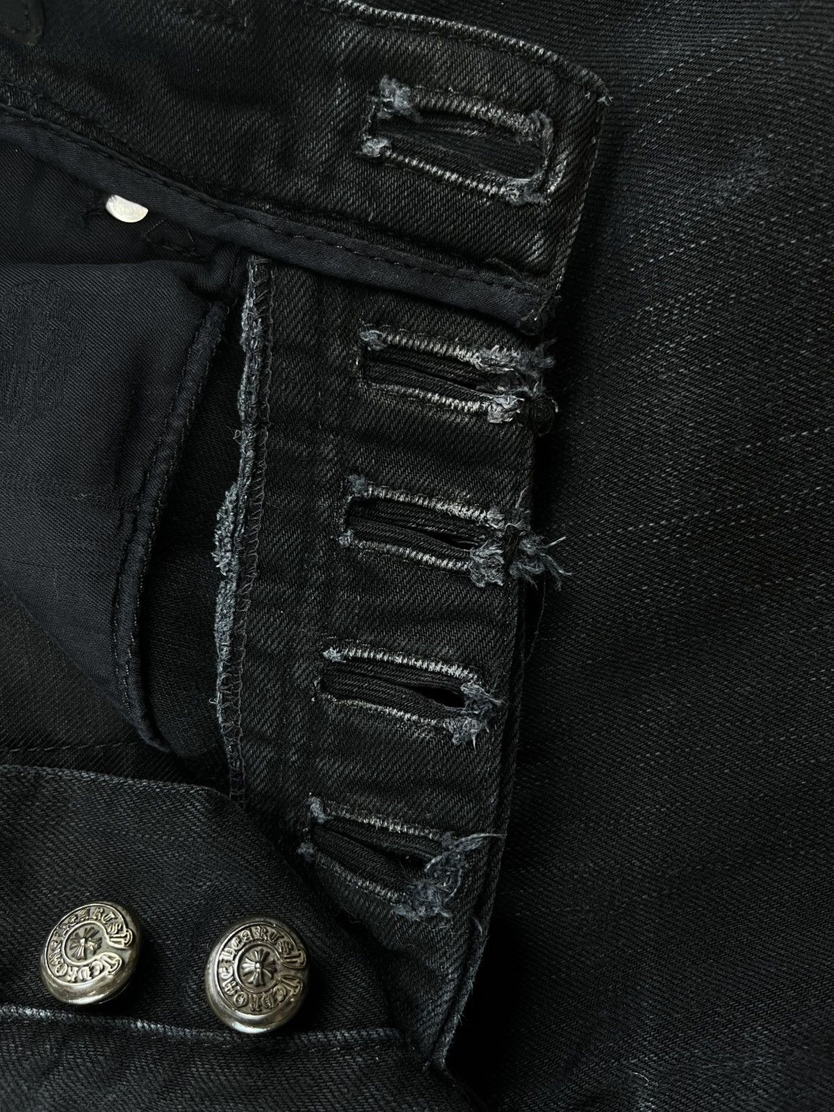 Chrome Hearts Chrome Hearts Thrashed Fleur Knee Bootcut Faded Denim Jeans Size US 30 / EU 46 - 20 Thumbnail