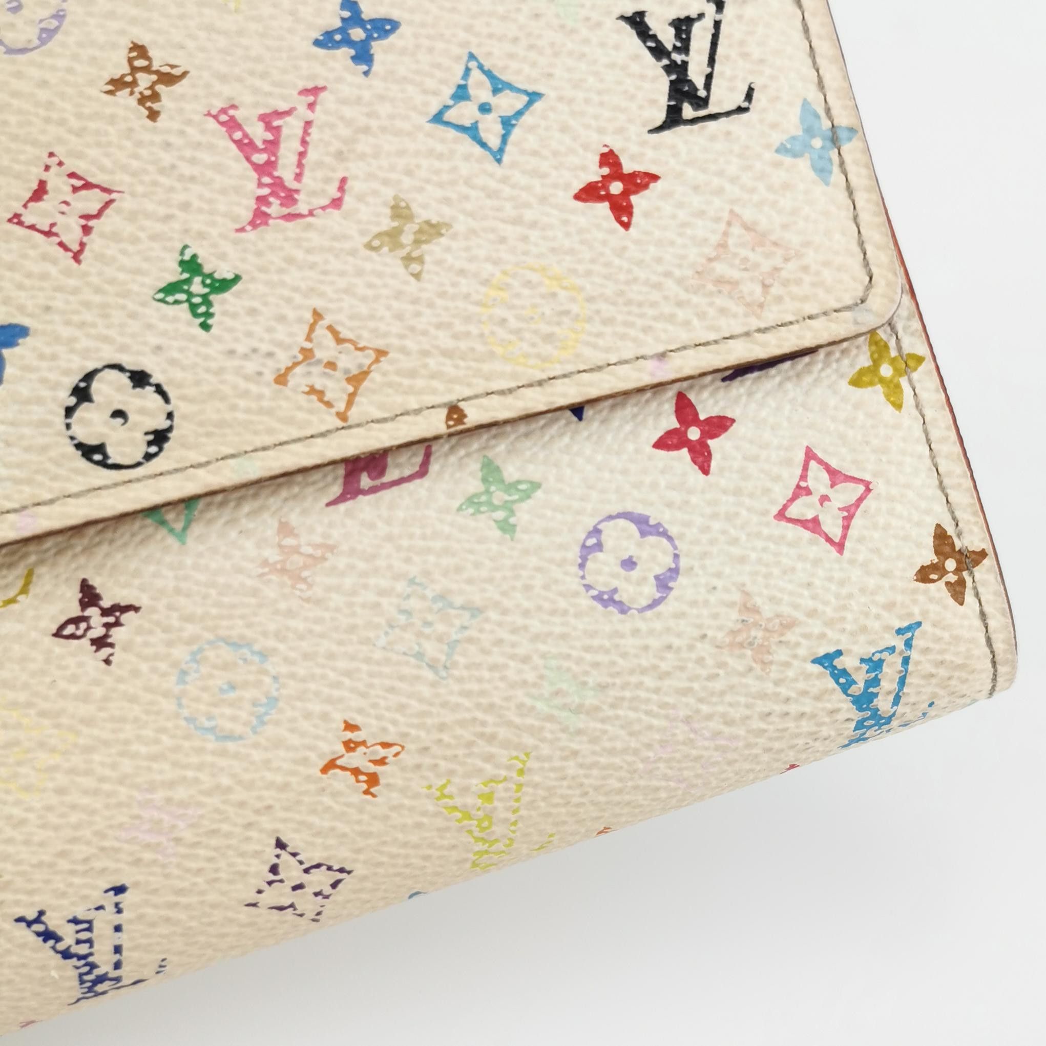 Louis Vuitton Louis Vuitton (LV) Cowhide White Tricolor Long Wallet -y250 Size ONE SIZE - 6 Thumbnail