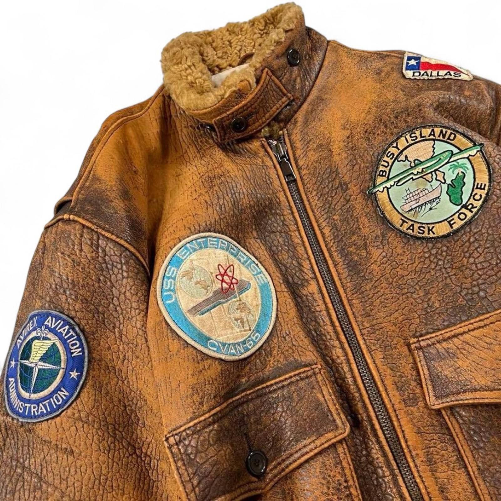 Avirex Avirex - Vintage Style Brown Leather Bomber Jacket with PTC Size US M / EU 48-50 / 2 - 4 Thumbnail