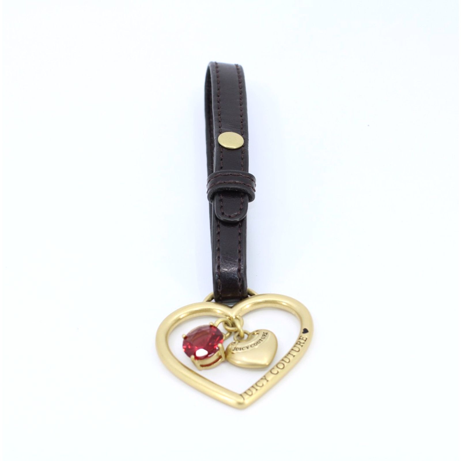 Juicy Couture JUICY COUTURE Heart Bag Charm Key Chain Brown Leather Gold Size ONE SIZE - 1 Thumbnail