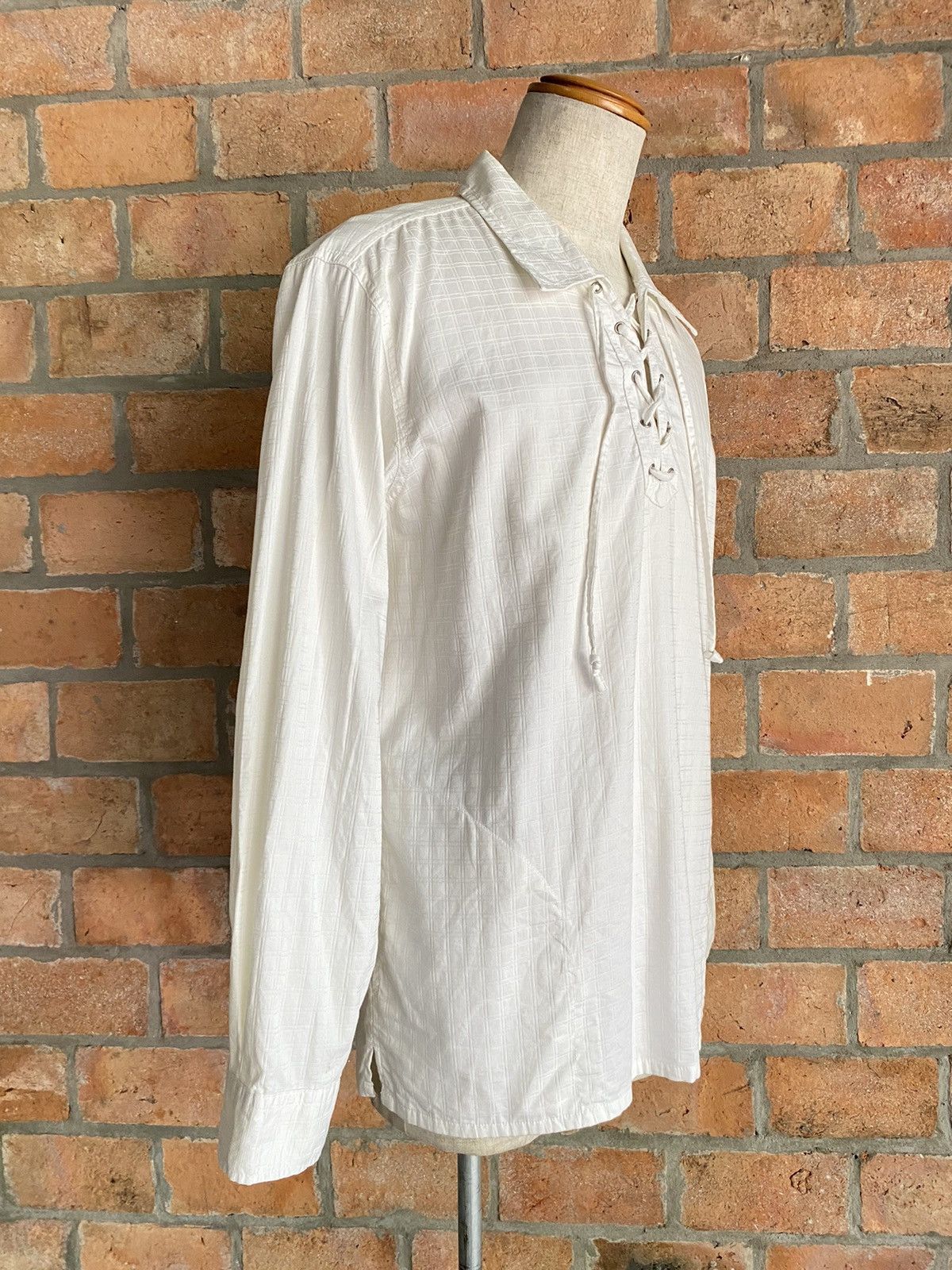 Designer × Japanese Brand ALLIX DESIGN White Checkered Lace-Up Shirt Size US L / EU 52-54 / 3 - 16 Thumbnail
