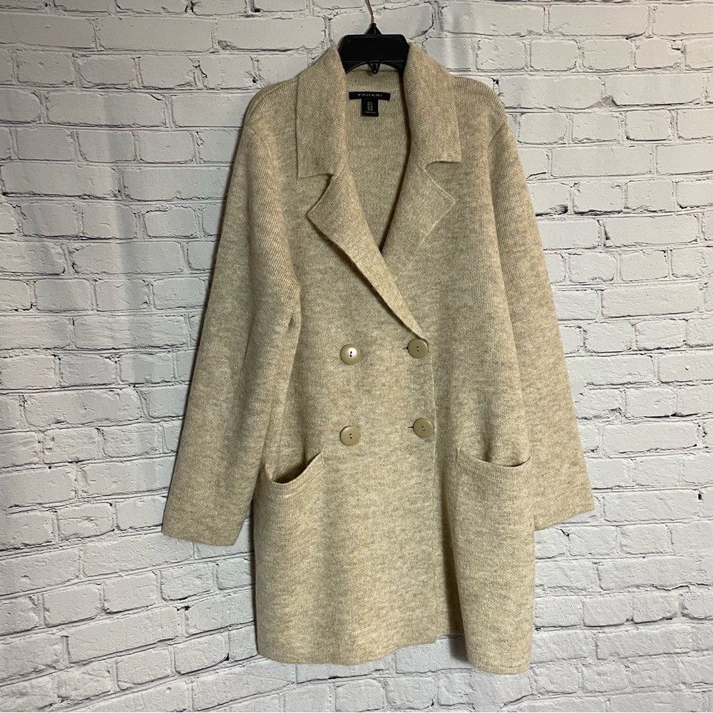 Elie Tahari NWT New TAHARI Beige Wool Blend Knit Cardigan Coat Size 1X Size XL / US 12-14 / IT 48-50 - 1 Thumbnail