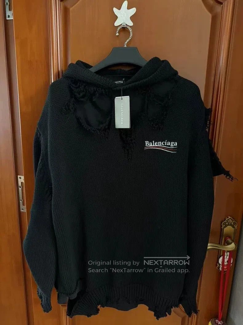 Balenciaga Distressed Coke Embroidered Hoodie.