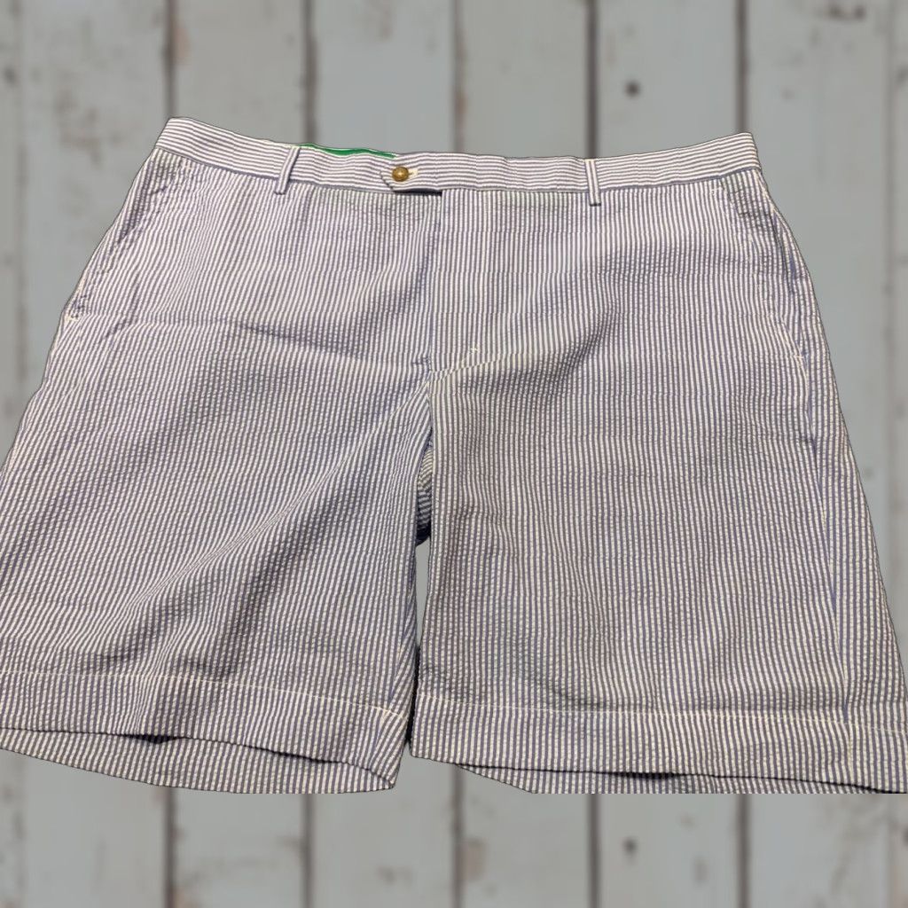 Vintage Fairway & Greene Men's Golf Shorts Size 42 Blue & White Stripe Seersucker Casual Bermuda Size US 42 / EU 58 - 1 Thumbnail