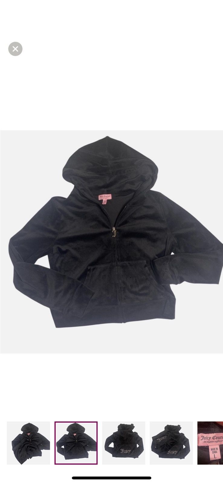 Juicy Couture Juicy Couture Black Bling Velour Tracksuit Lg Size 30" / US 8 / IT 44 - 2 Thumbnail