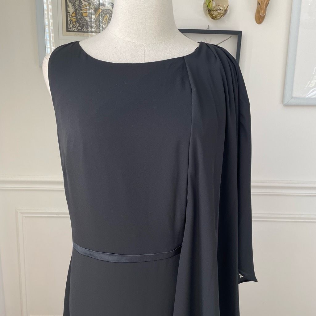 Halston Halston Black White Colorblock Half Cape Flutter Cocktail Dr Size M / US 6-8 / IT 42-44 - 3 Thumbnail