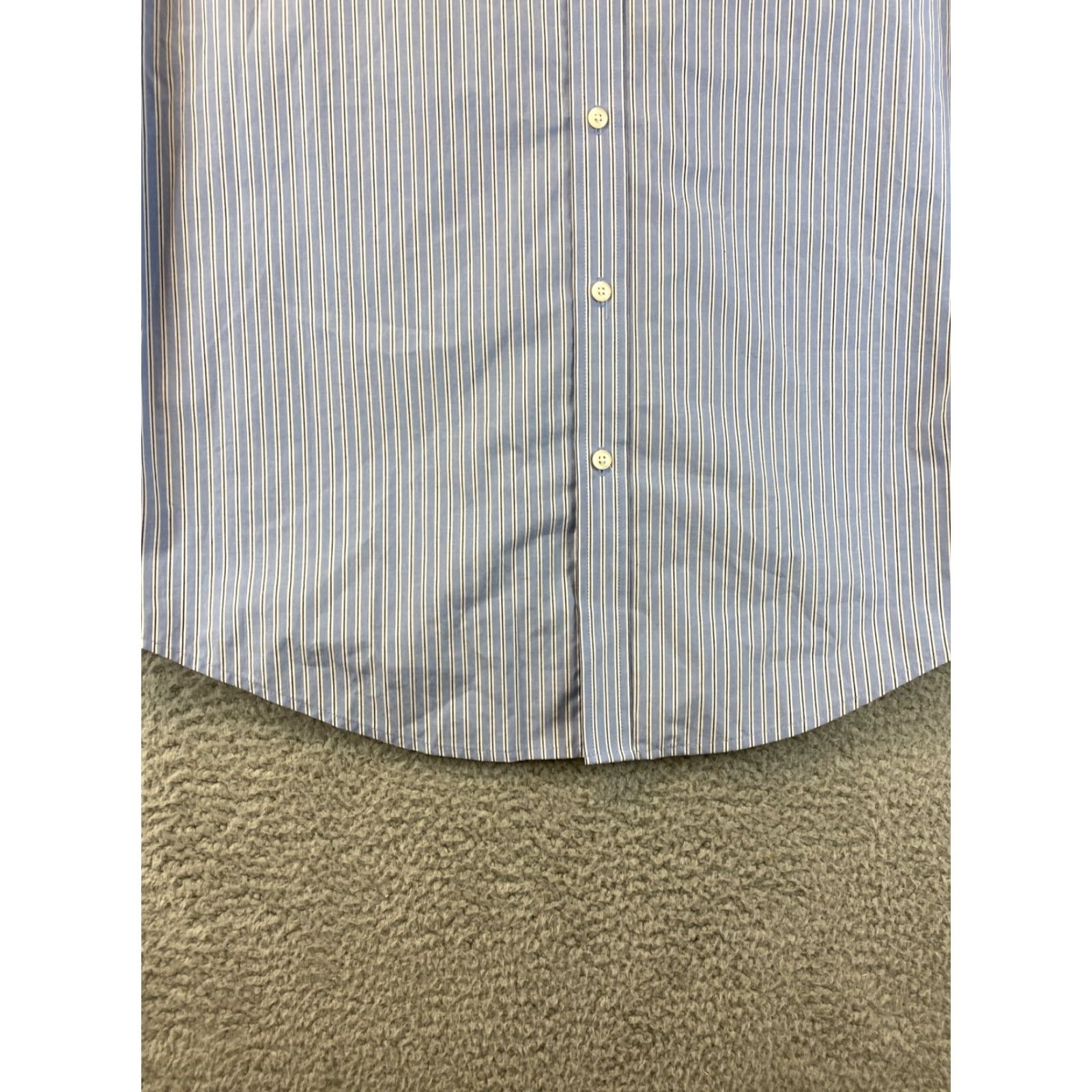 Croft & Barrow VINTAGE Croft & Barrow Men's Dress Shirt Long Sleeve Large Blue Stripes Casual Business Formal 77-25 Size 42R - 4 Thumbnail