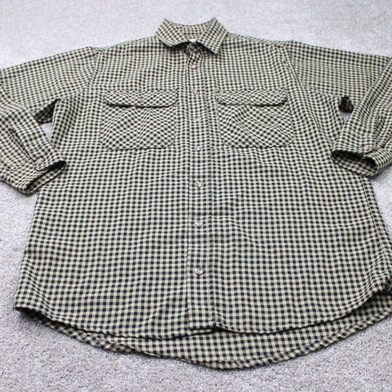 Vintage Gander Mountain Shirt Mens Large Tall LT Yellow/Black Cotton Long Sleeve Button-Up Shirt Size US L / EU 52-54 / 3 - 3 Thumbnail