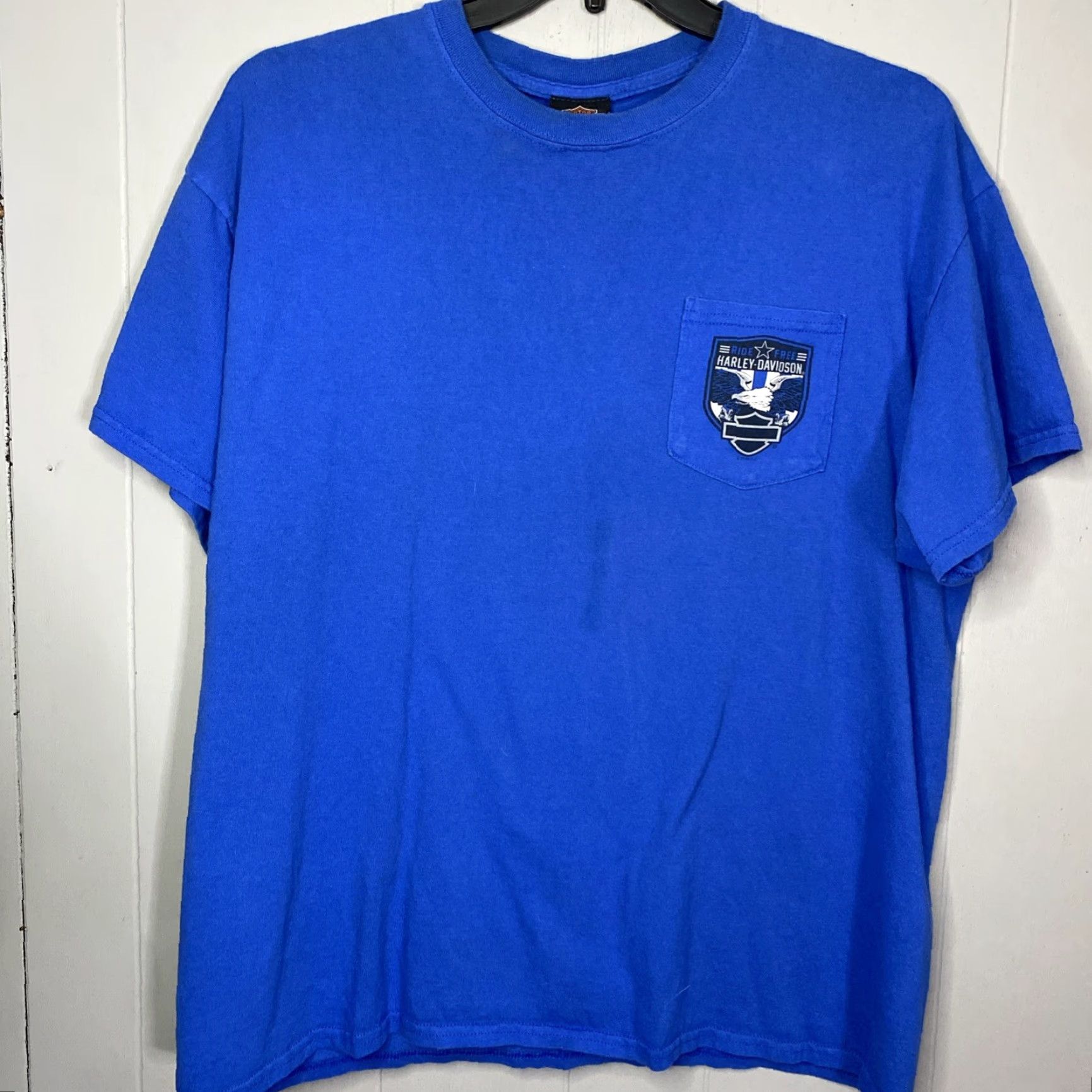 Harley Davidson VINTAGE Harley-Davidson T Shirt Moose Head Y2K Pocket Tee XL Blue Mens XLT Big & Tall Size US XL / EU 56 / 4 - 3 Thumbnail