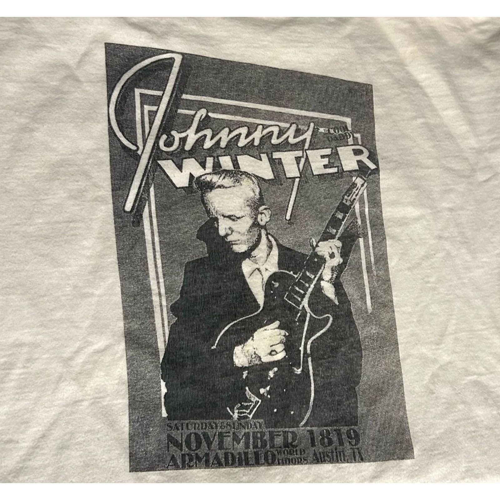 Vintage VINTAGE Johnny Winter Shirt Men Large White Short Sleeve Graphic Print Blues 2000s Size US L / EU 52-54 / 3 - 4 Thumbnail