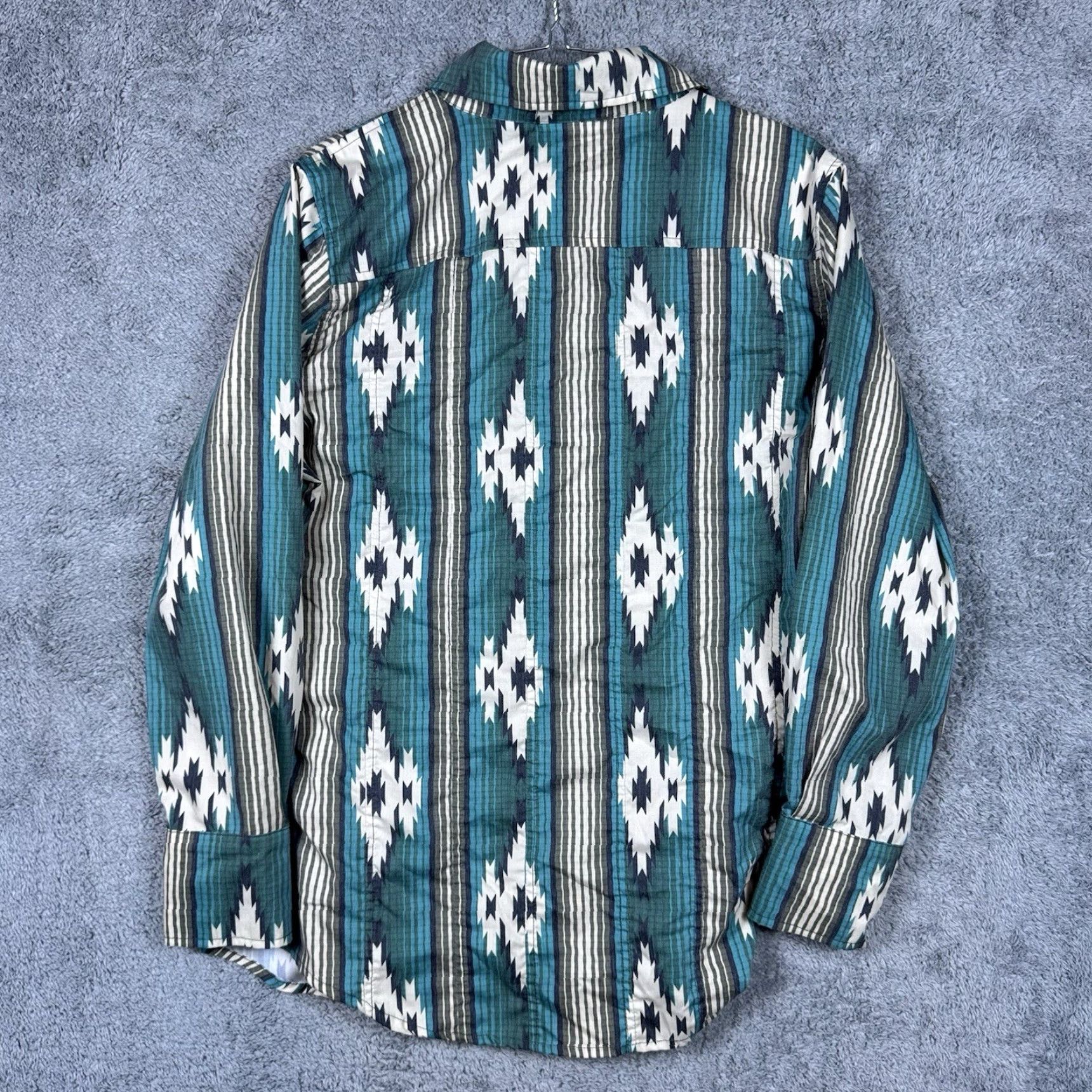 Vintage Crazy Train Pearl Snap Shirt Womens M Vintage Cowgirl Aztec Sawtooth 90s Western Size M / US 6-8 / IT 42-44 - 7 Thumbnail