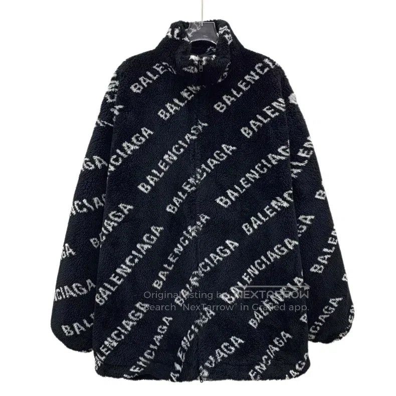 Balenciaga Balenciaga Black Logo Teddy zip-up jacket Size XS / US 0-2 / IT 36-38 - 1 Thumbnail