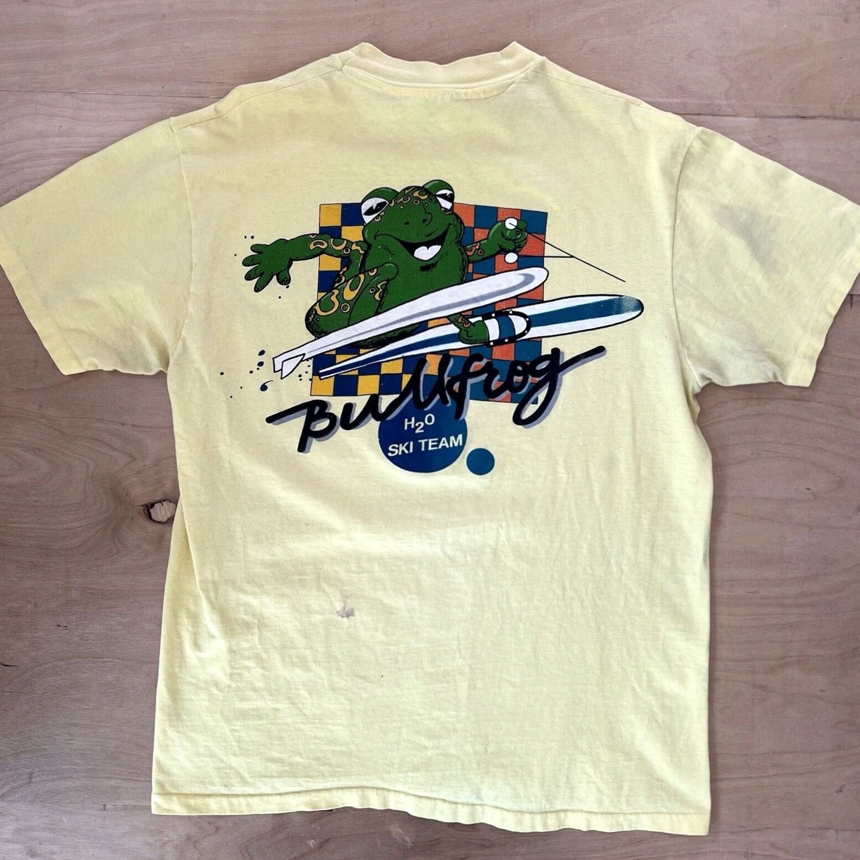 Vintage VINTAGE Bullfrog Ski Team Shirt L Yellow 80s Cartoon Art USA Mens Size US L / EU 52-54 / 3 - 7 Thumbnail