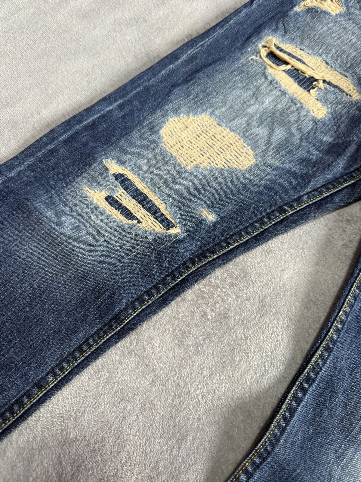 Fad Three × Japanese Brand The Stooge & Co Distressed Repaired Heavy Stitched Jeans Size US 30 / EU 46 - 5 Thumbnail