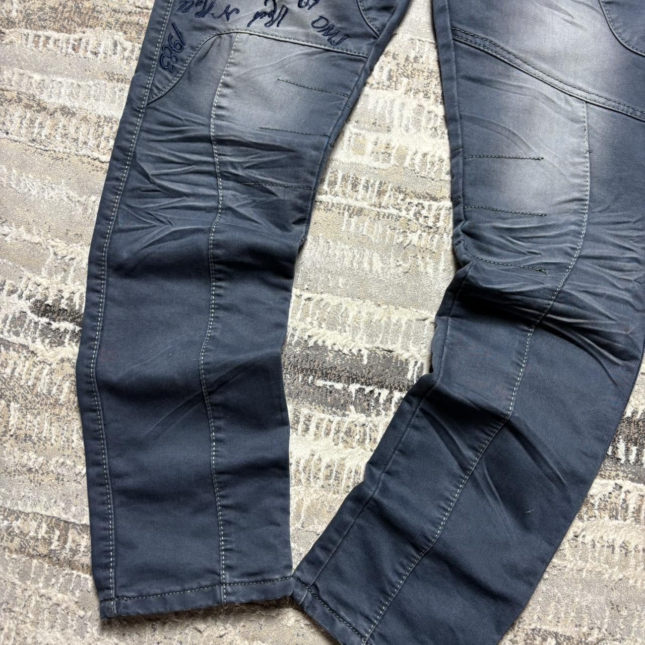 Japanese Brand 00s Embroidered DMJ Jeans Grey 34" Size US 34 / EU 50 - 3 Thumbnail