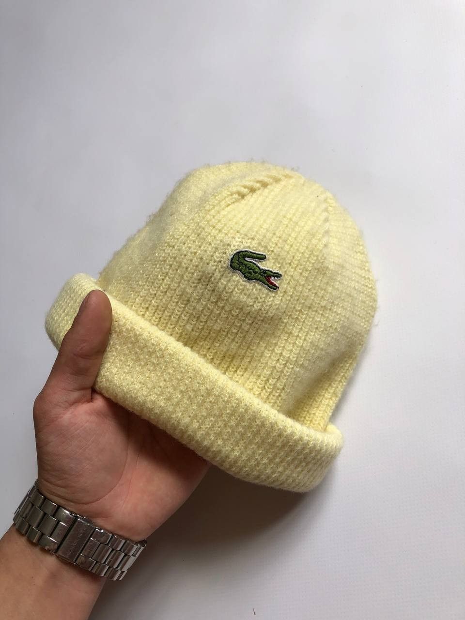Lacoste Vintage 90s Lacoste Beanie Hat Made in France Wool Knit Size ONE SIZE - 3 Thumbnail